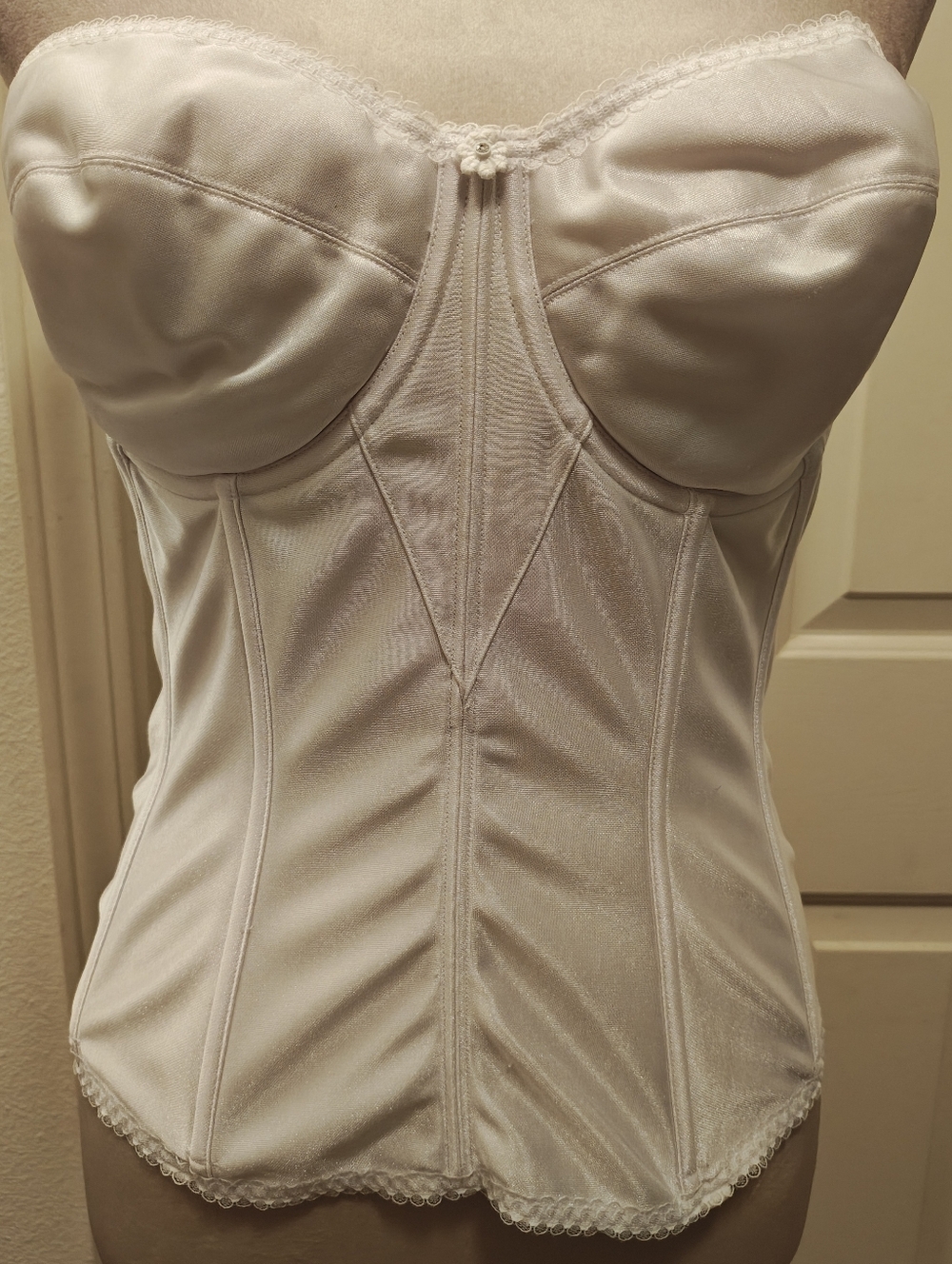 Vtg Dominique Intimate Apparel Juliette Satin Longline Bridal Bustier Corset Top